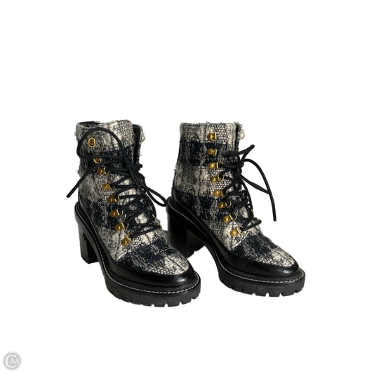 Boots Designer By Tory Burch In Black & White, Size: 5