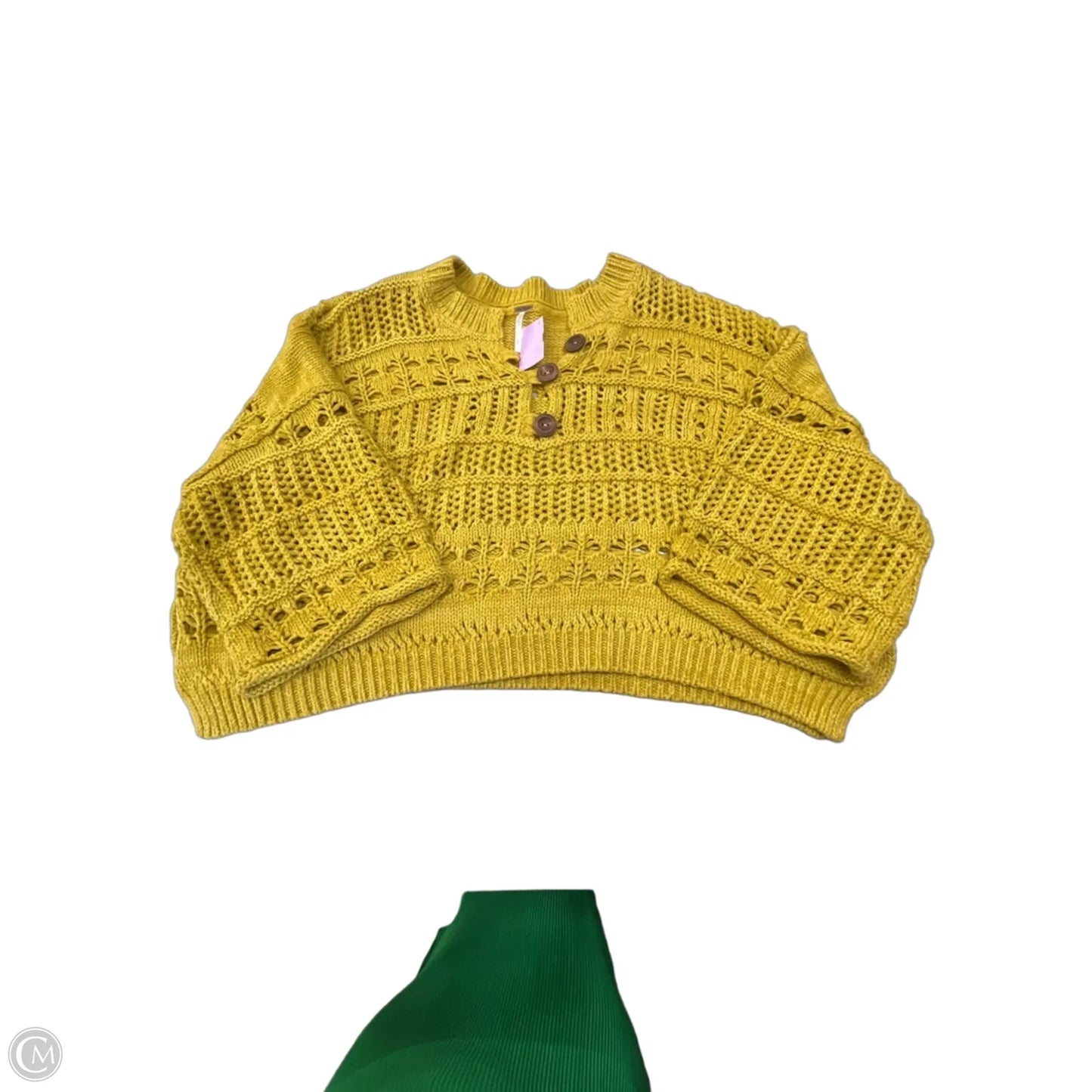 Sweater Short Sleeve By Free People In Yellow, Size: L