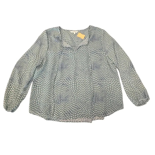 Blouse Long Sleeve By Liverpool In Blue & Green, Size: Xl