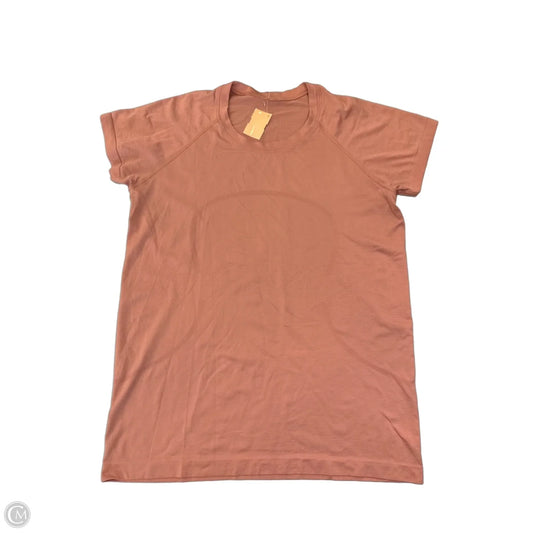Athletic Top Short Sleeve By Lululemon In Orange, Size: L