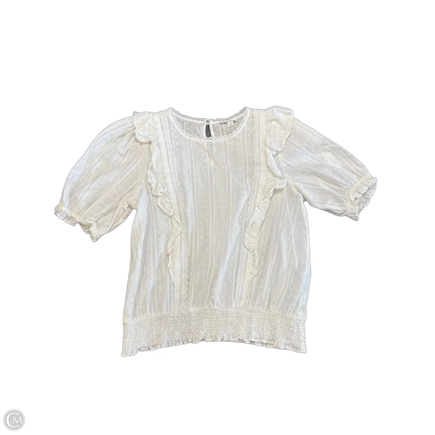 Blouse Short Sleeve By Mine In White, Size: M