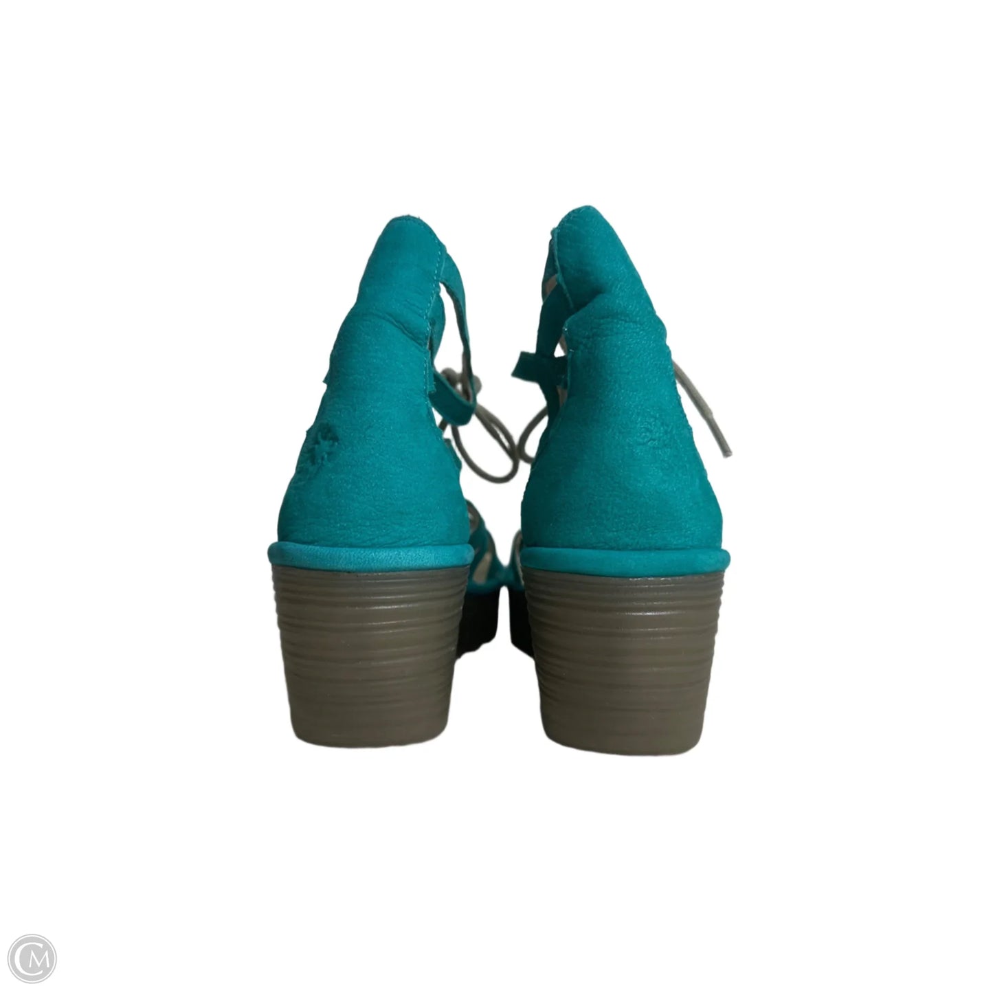 Sandals Heels Wedge By Fly London In Teal, Size: 7.5