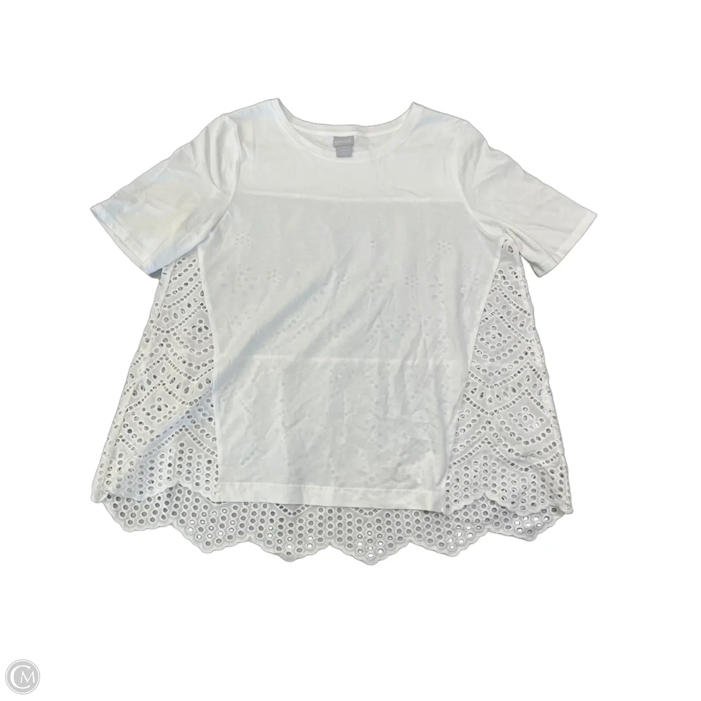 Top Short Sleeve By Chicos In White, Size: M