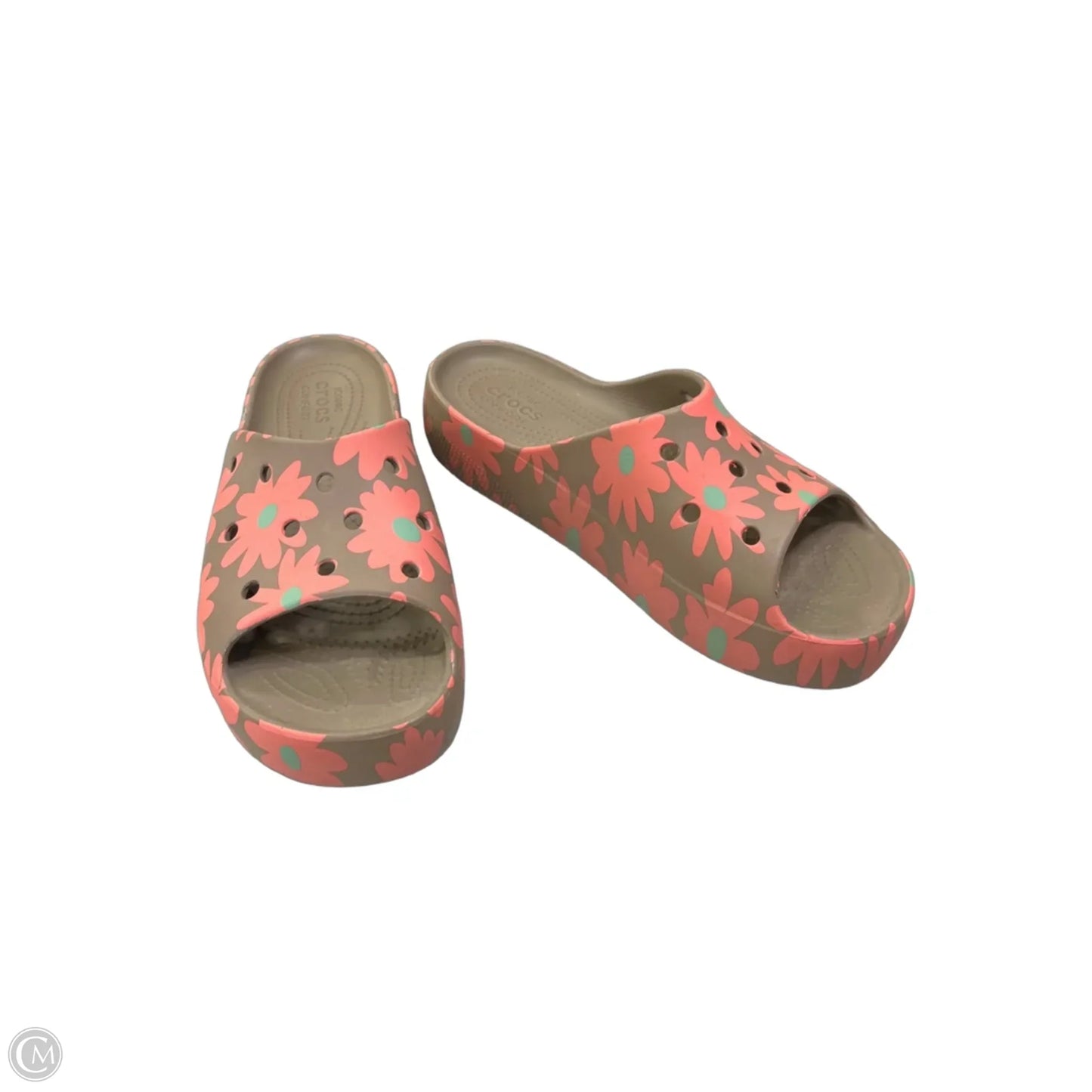 Sandals Flats By Crocs In Floral Print, Size: 10