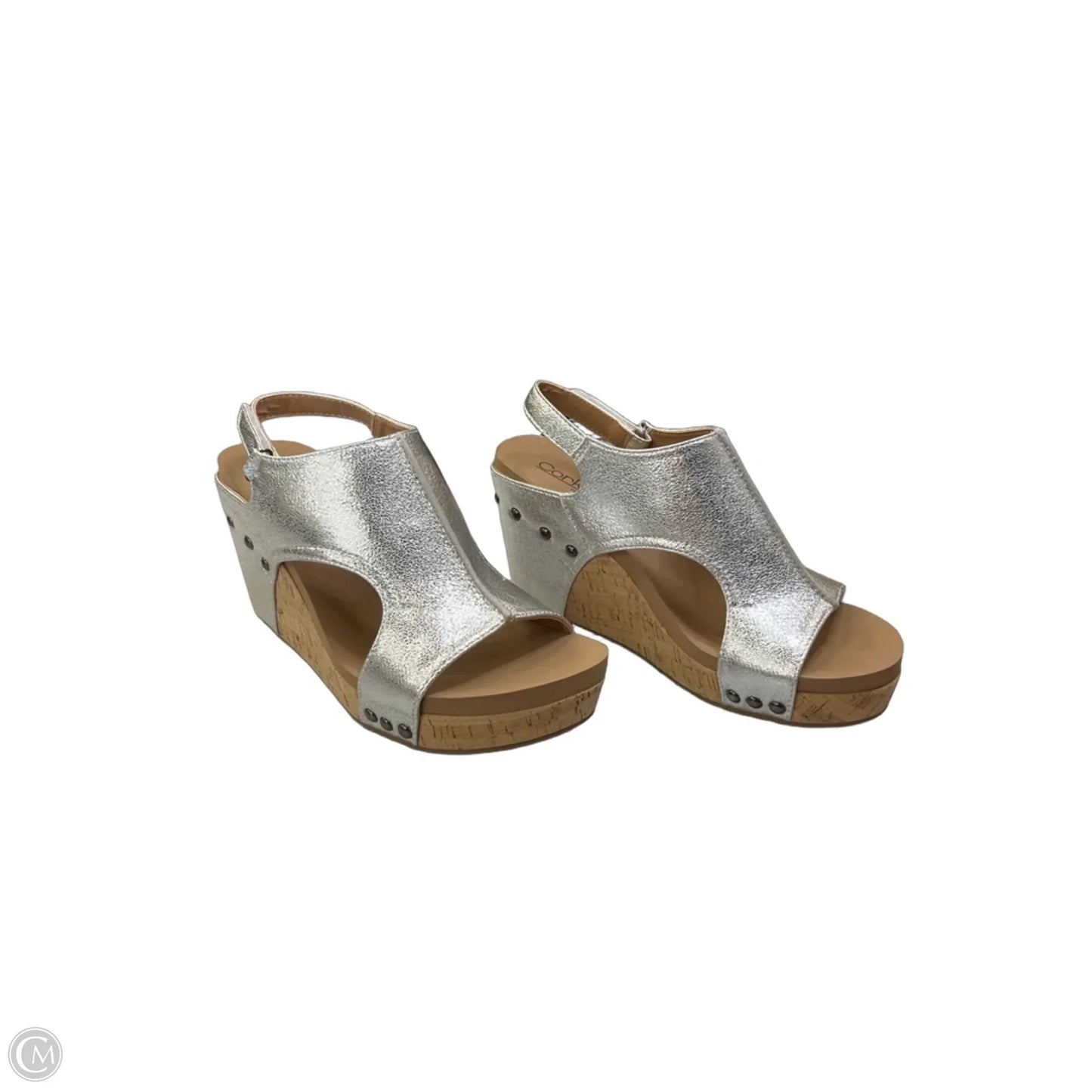 Shoes Heels Wedge By Corkys In Silver, Size: 9