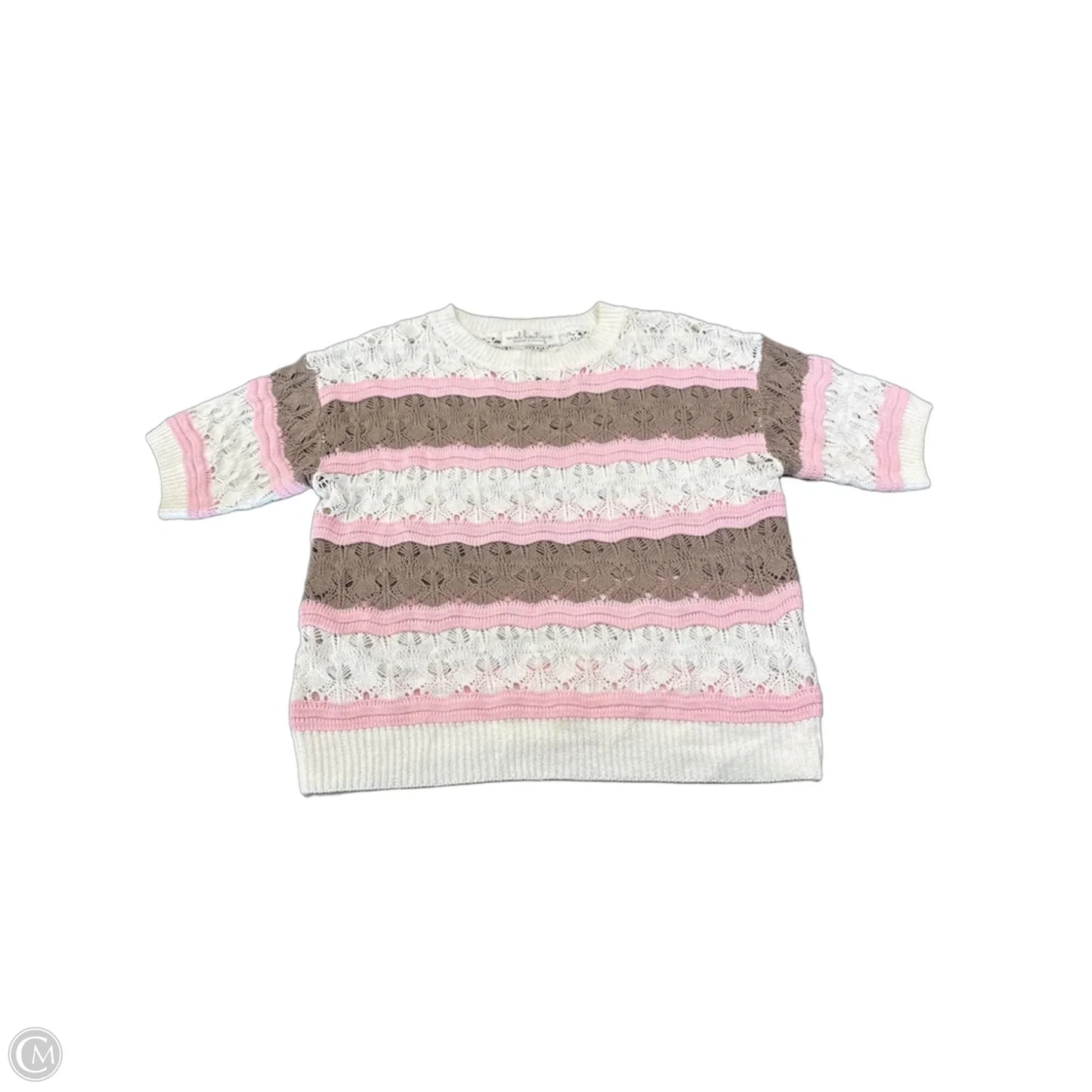 Sweater Short Sleeve By Clothes Mentor In Brown & Cream, Size: S