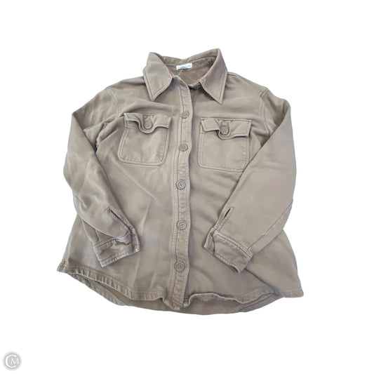 Jacket Shirt By Good American In Brown, Size: Xs