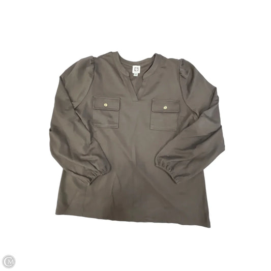 Top Long Sleeve By Anne Klein In Brown, Size: Xl