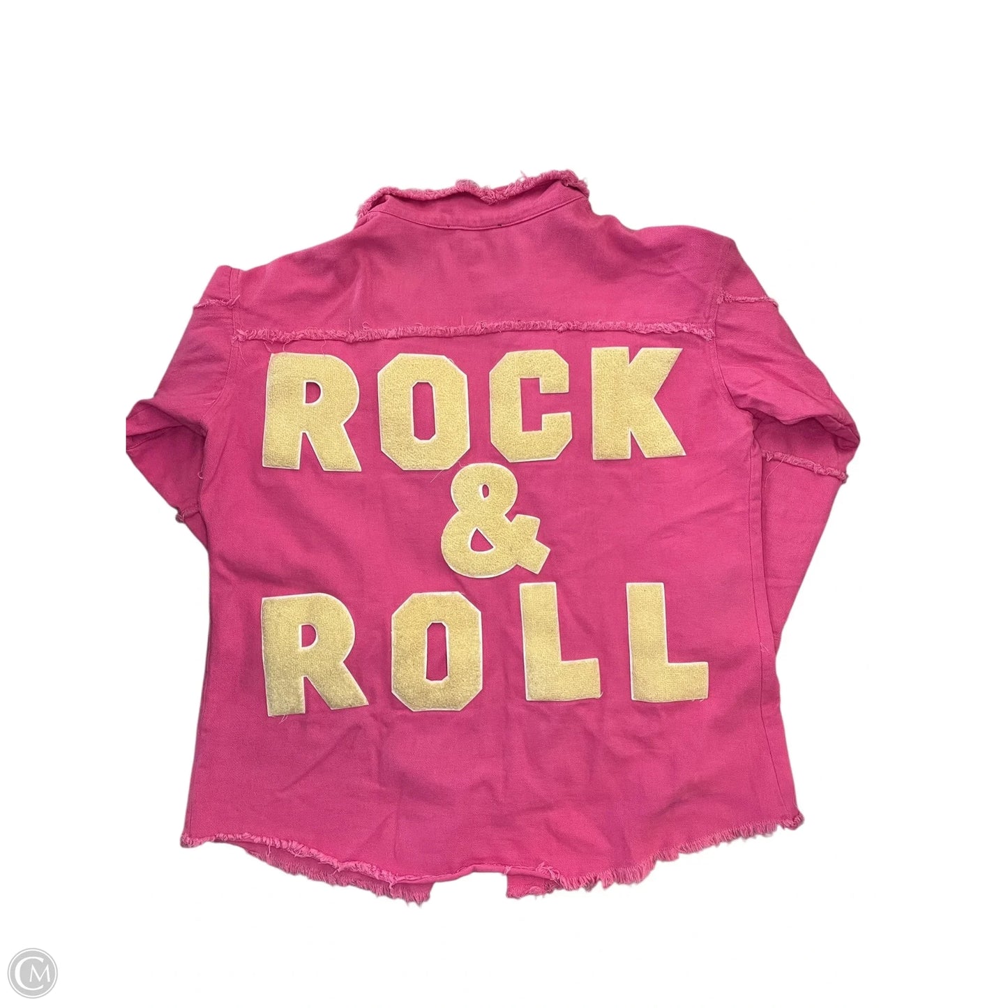 Jacket Shirt By Davi & Dani In Pink Denim, Size: 1x