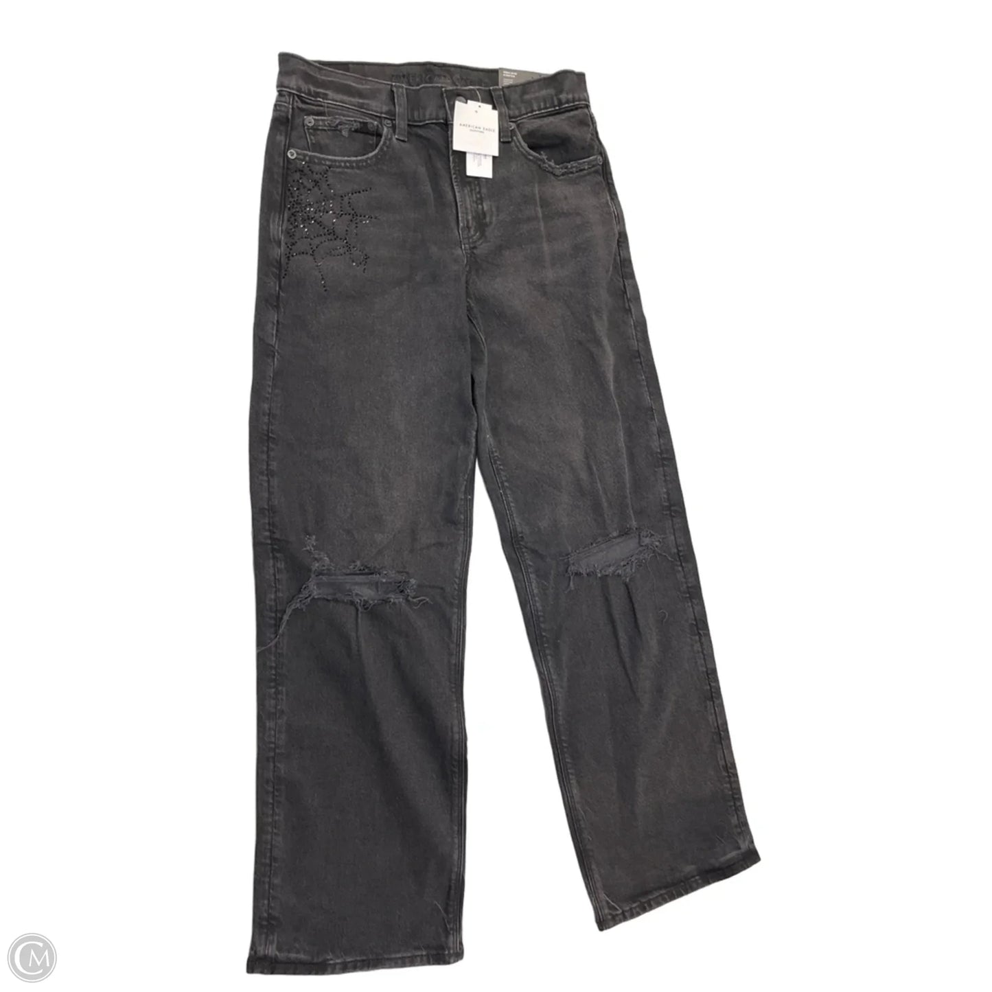 Jeans Straight By American Eagle In Black Denim, Size: 2l