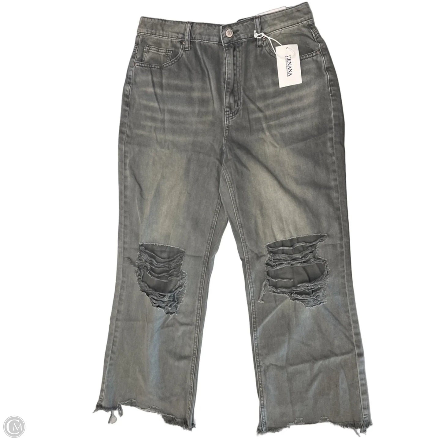 Jeans Straight By Zenana In Grey Denim, Size: 10