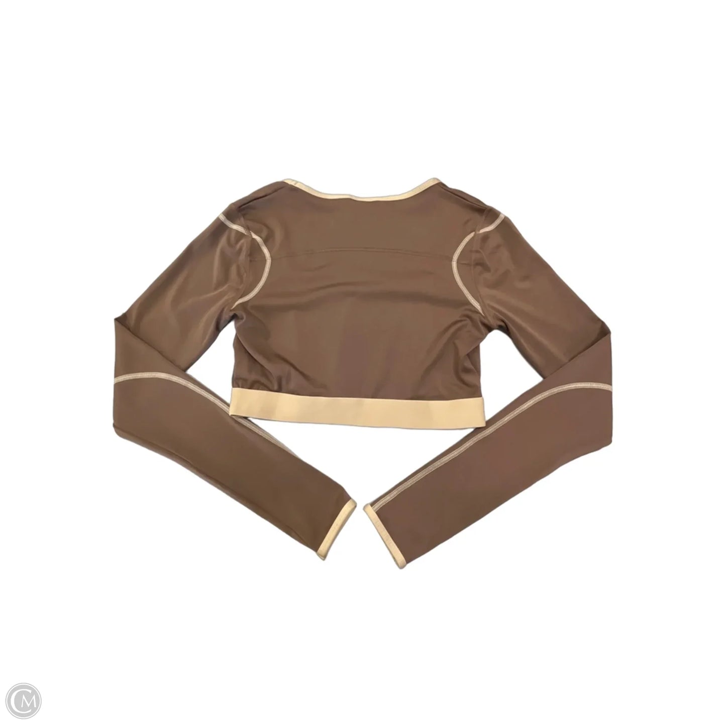 Athletic Top Long Sleeve Collar By Gym Shark In Brown, Size: S