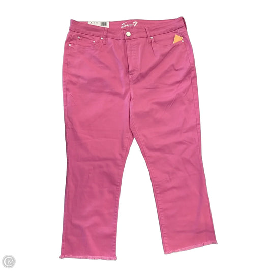 Jeans Cropped By Seven 7 In Pink Denim, Size: 18