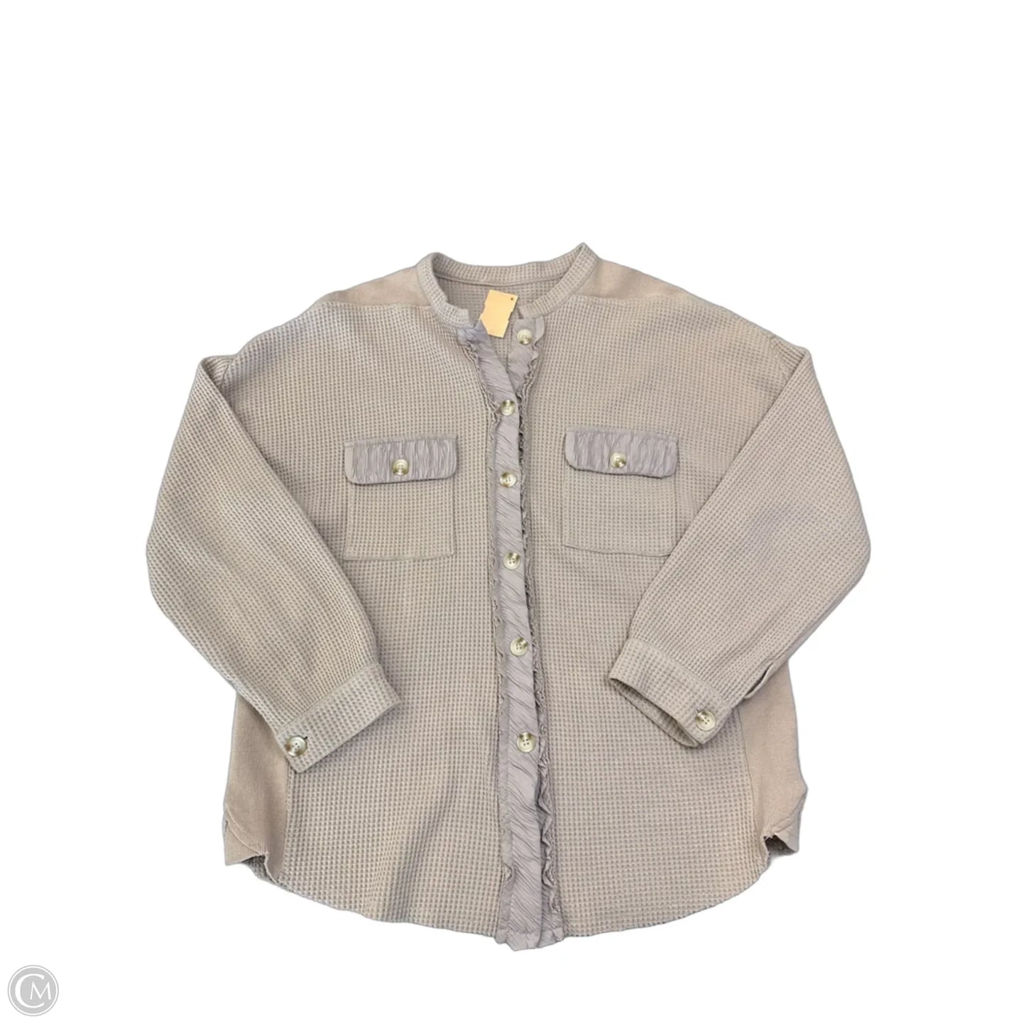 Jacket Shirt By Clothes Mentor In Brown, Size: L