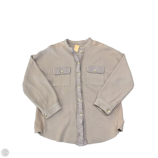 Jacket Shirt By Clothes Mentor In Brown, Size: L