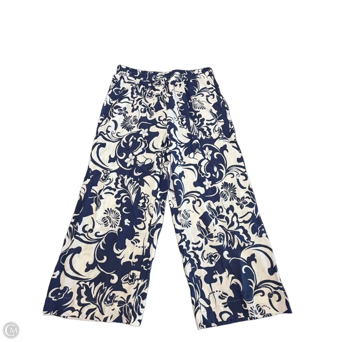 Pants Linen By Christian Siriano In Blue & White, Size: Xl
