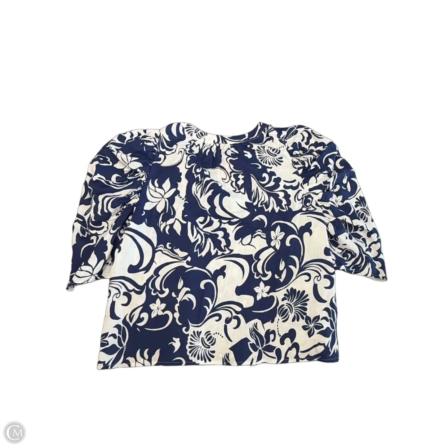 Top Short Sleeve By Christian Siriano In Blue & White, Size: M