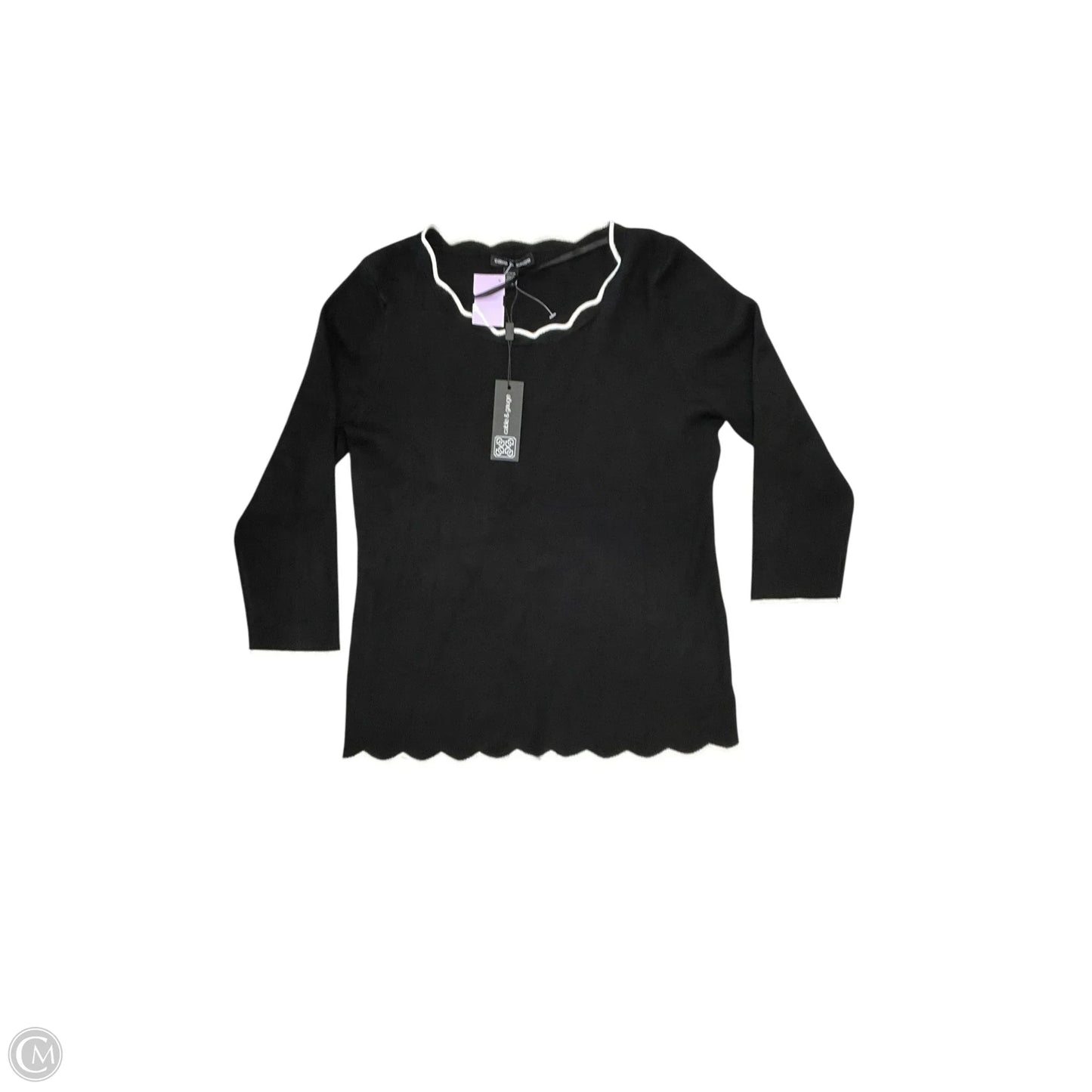 Sweater Short Sleeve By Cable And Gauge In Black, Size: M