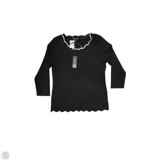 Sweater Short Sleeve By Cable And Gauge In Black, Size: M