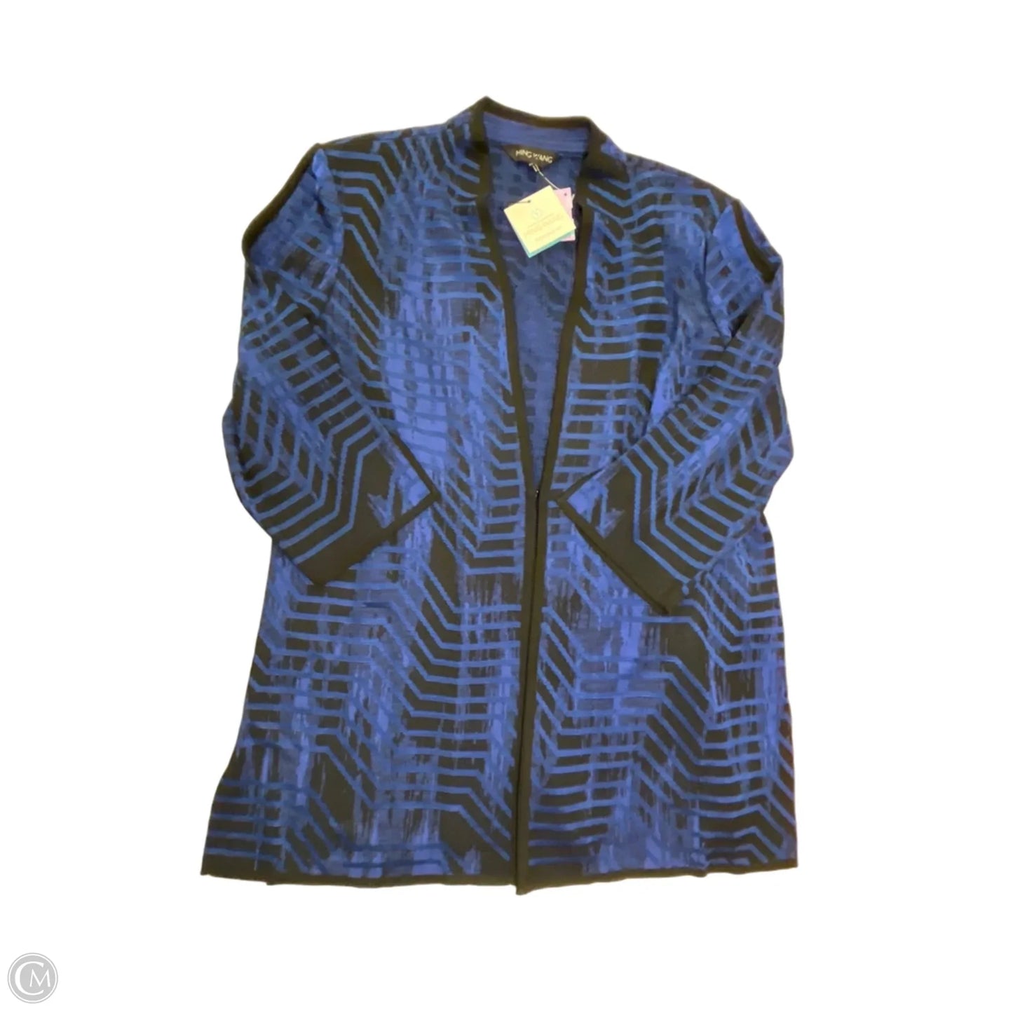 Cardigan By Ming Wang In Black & Blue, Size: L