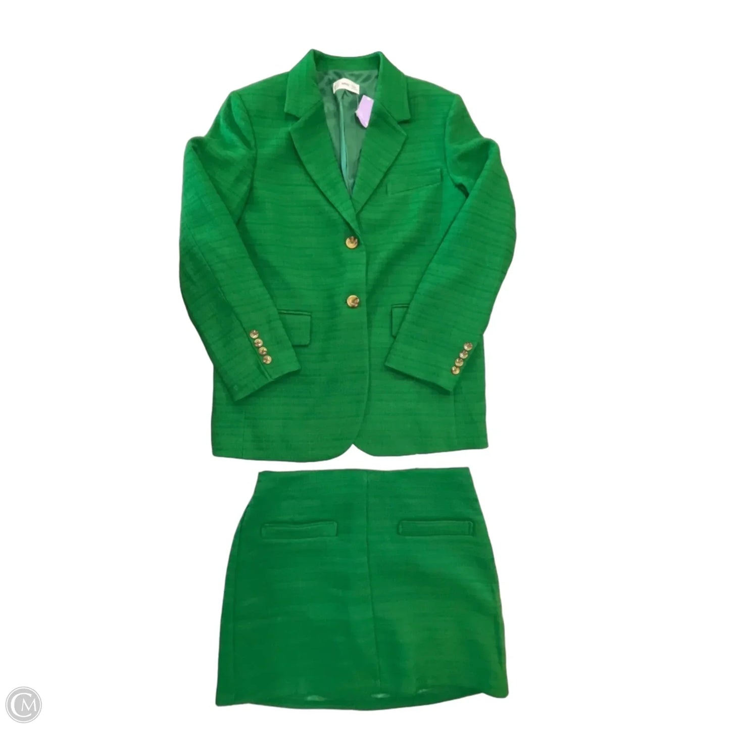 Skirt Suit 2pc By Mng In Green, Size: L