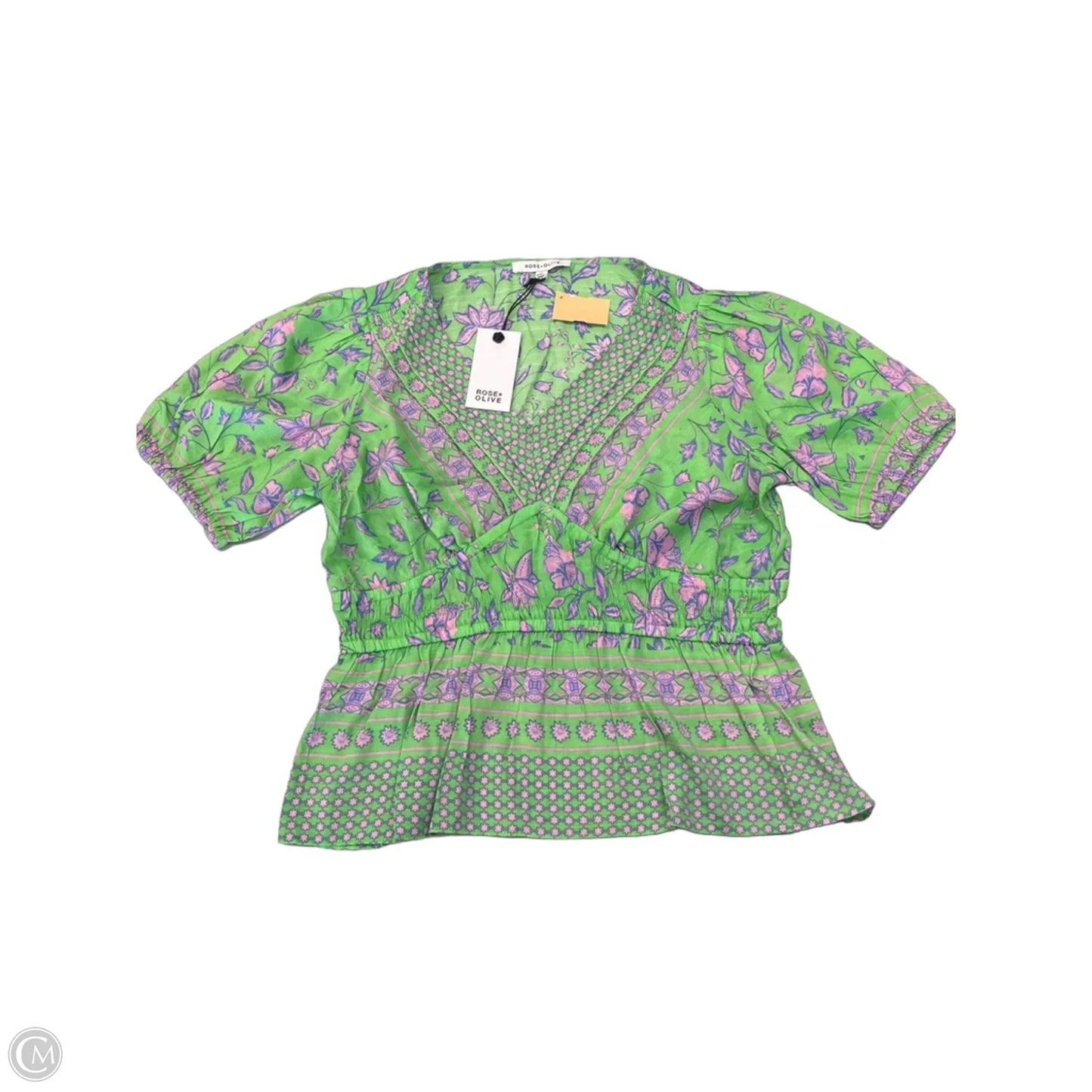Blouse Short Sleeve By Rose And Olive In Green, Size: M