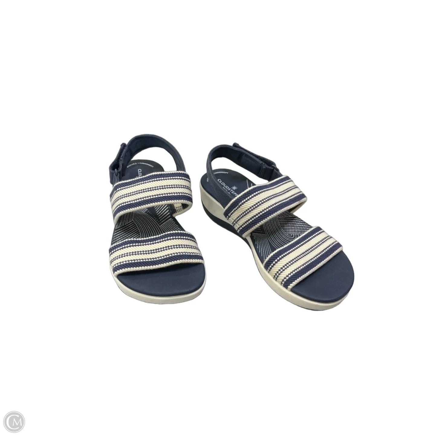 Sandals Flats By Clarks In Blue & Cream, Size: 6.5