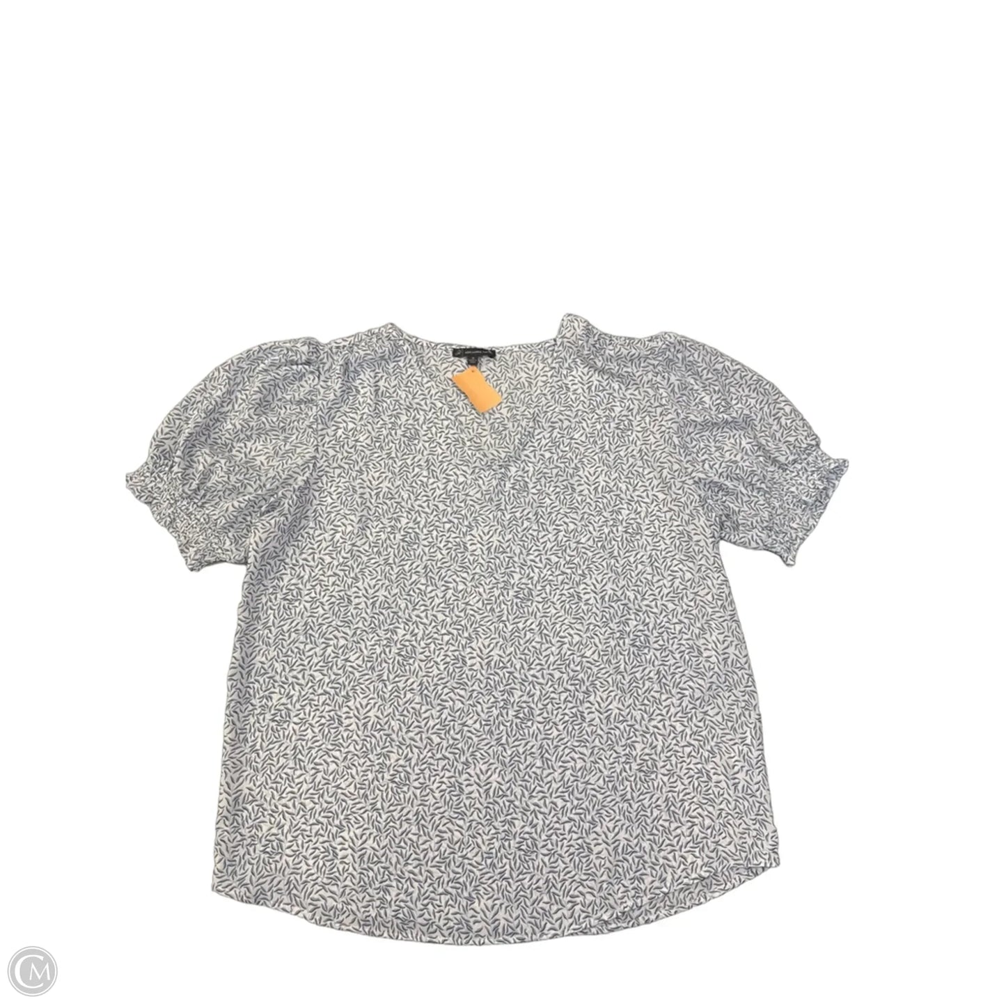 Blouse Short Sleeve By Adrianna Papell In Blue & White, Size: M