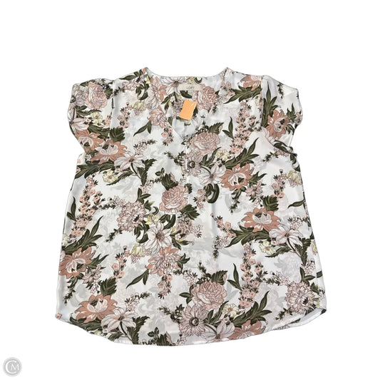 Blouse Short Sleeve By Loft In Floral Print, Size: Xl