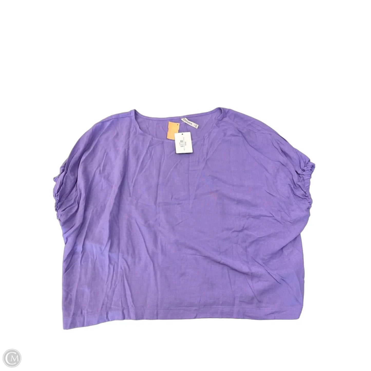 Blouse Short Sleeve By Zenana In Purple, Size: L