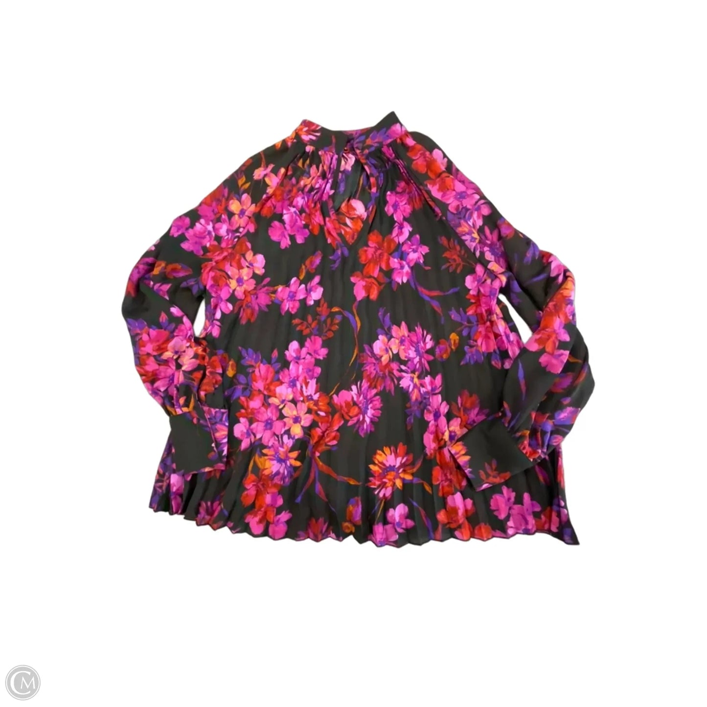 Blouse Long Sleeve By Floral & Ivy In Black & Pink, Size: S