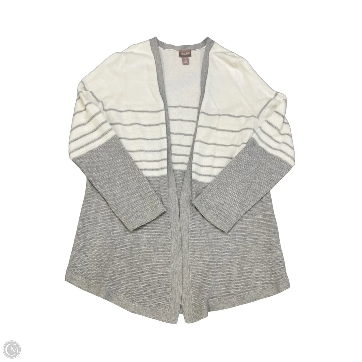 Cardigan By Chicos In Grey & White, Size: M