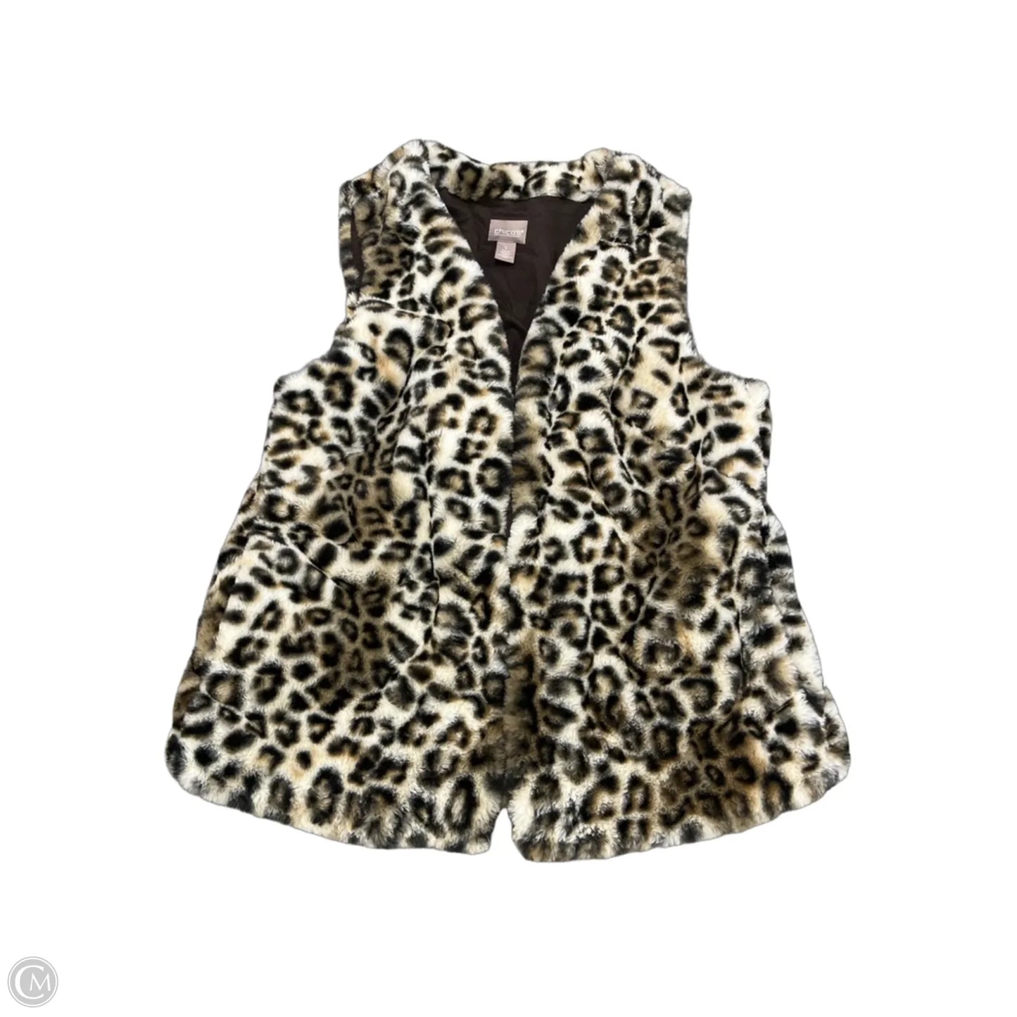 Vest Faux Fur & Sherpa By Chicos In Animal Print, Size: M