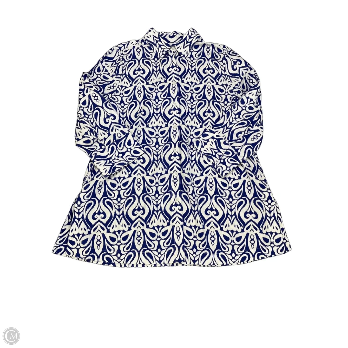 Top Long Sleeve By Chicos In Blue & White, Size: S