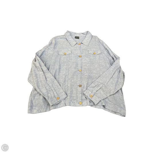 Jacket Shirt By Clothes Mentor In Blue, Size: 3x