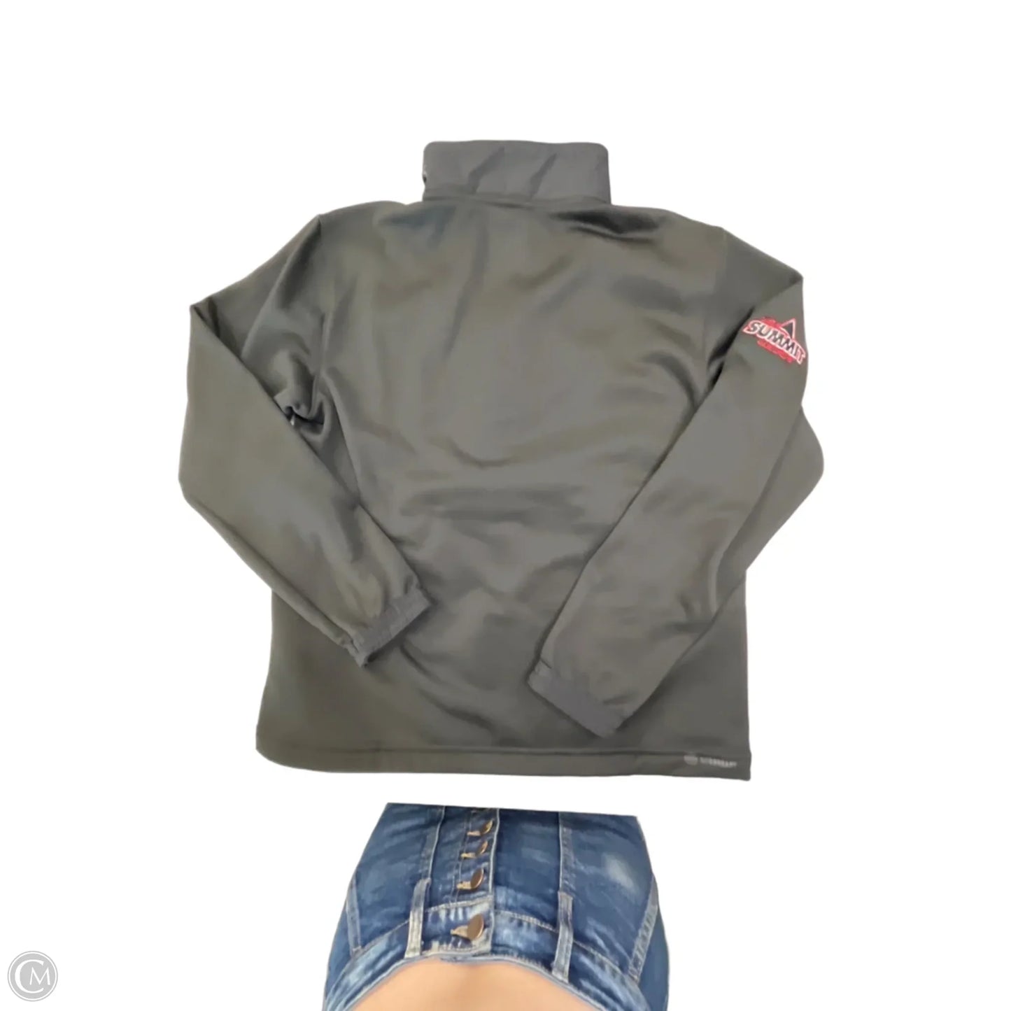 Jacket Fleece By Adidas In Black & Grey, Size: S