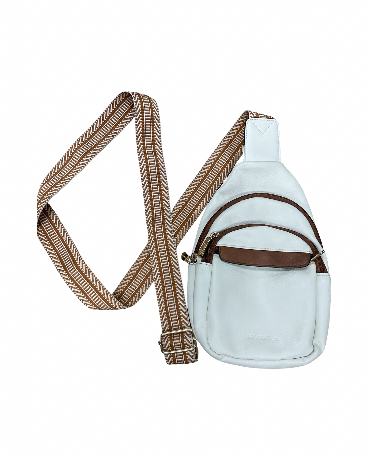 Crossbody By Bostanten In Cream & Orange, Size:Small