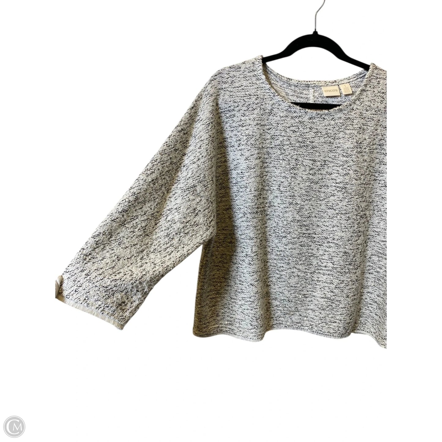 Top 3/4 Sleeve By Chicos In Black & White, Size: M