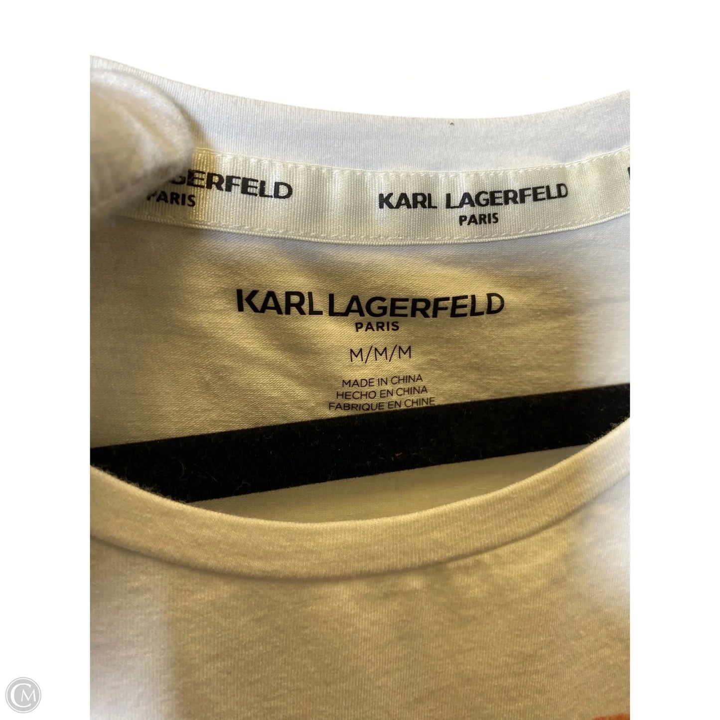 Top Short Sleeve Designer By Karl Lagerfeld In White, Size: M