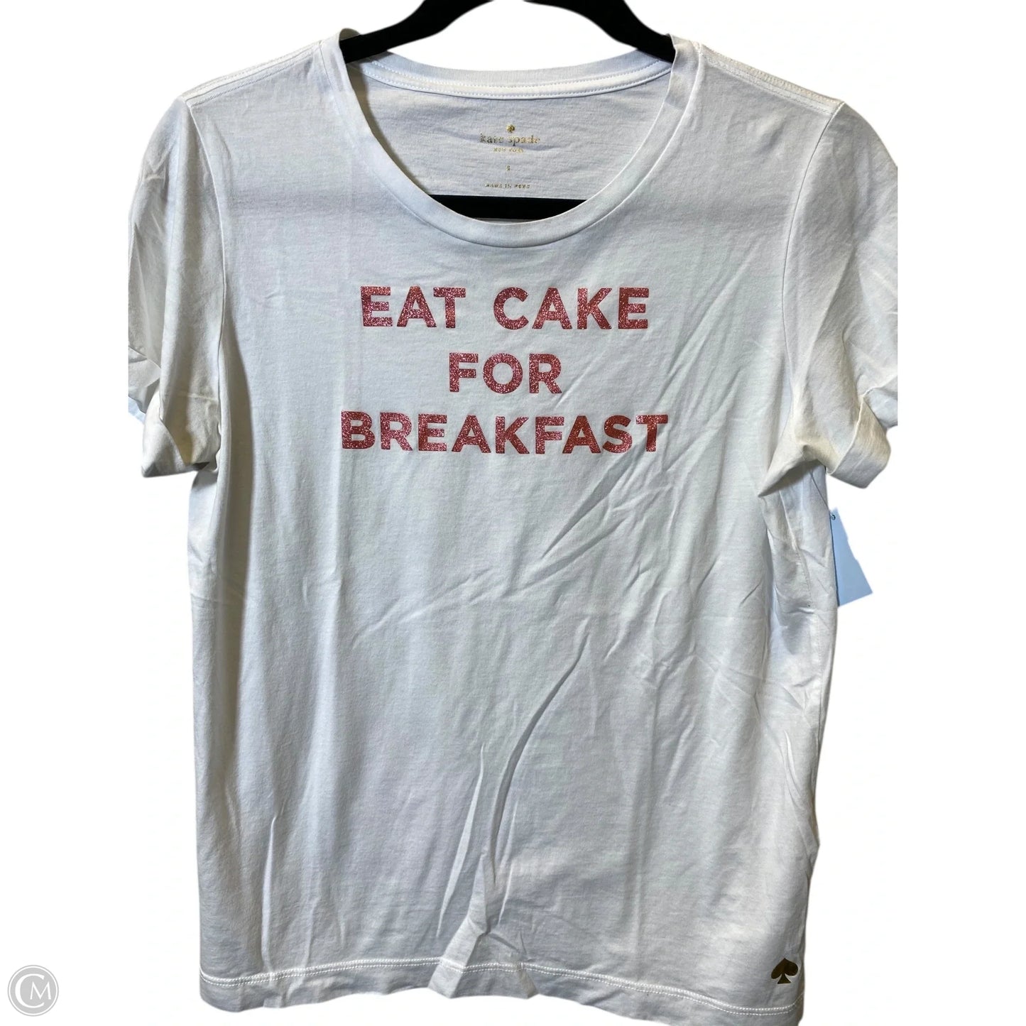 Top Short Sleeve Designer By Kate Spade In White, Size: S