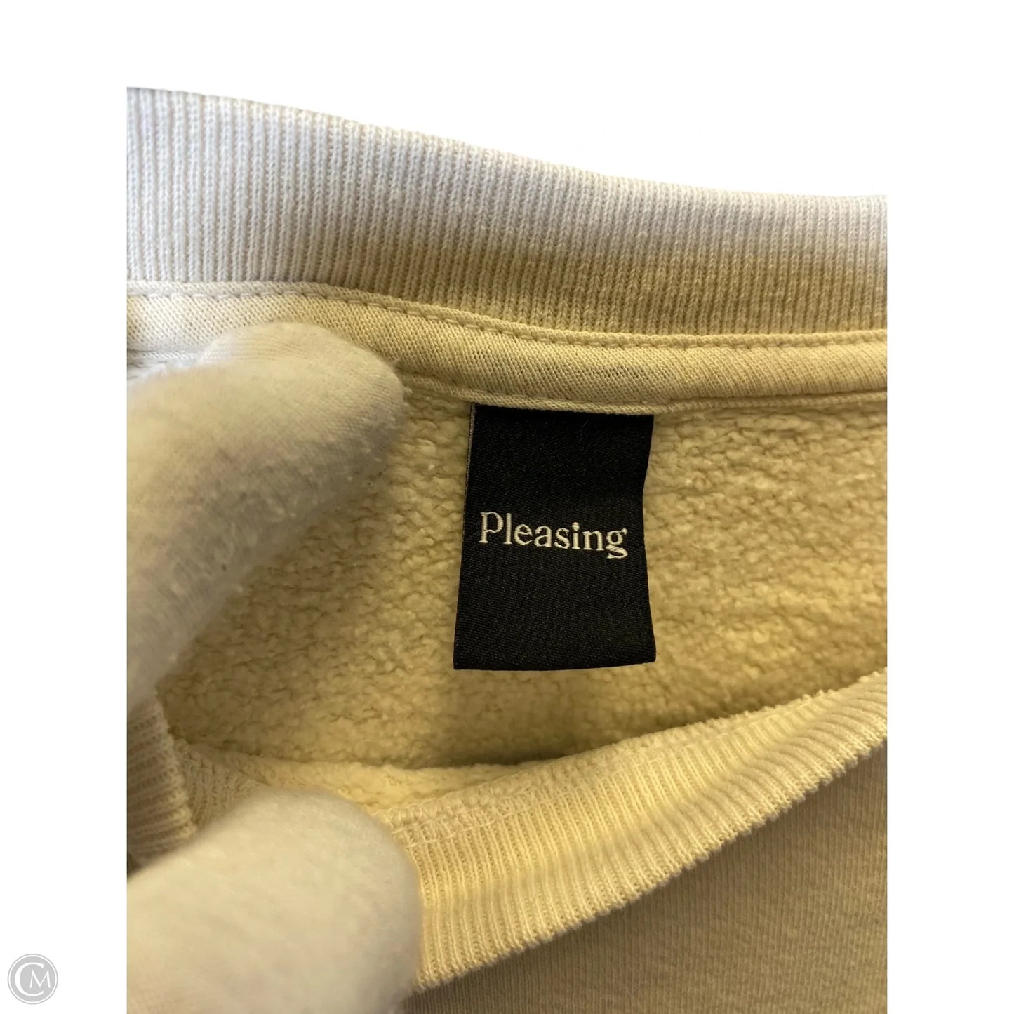 Sweater Designer By Pleasing In Cream, Size: L