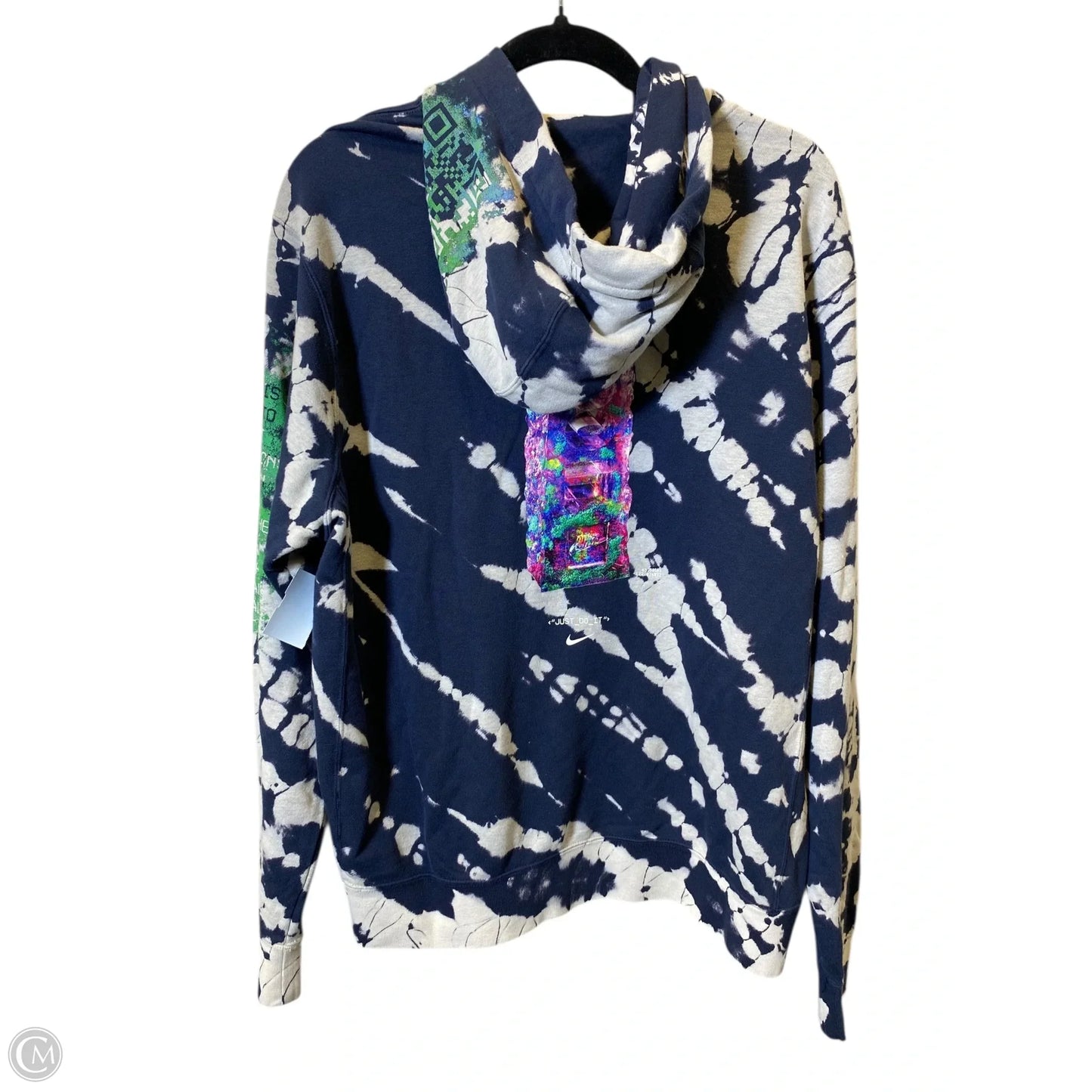 Sweatshirt Hoodie By Nike In Blue & White, Size: M