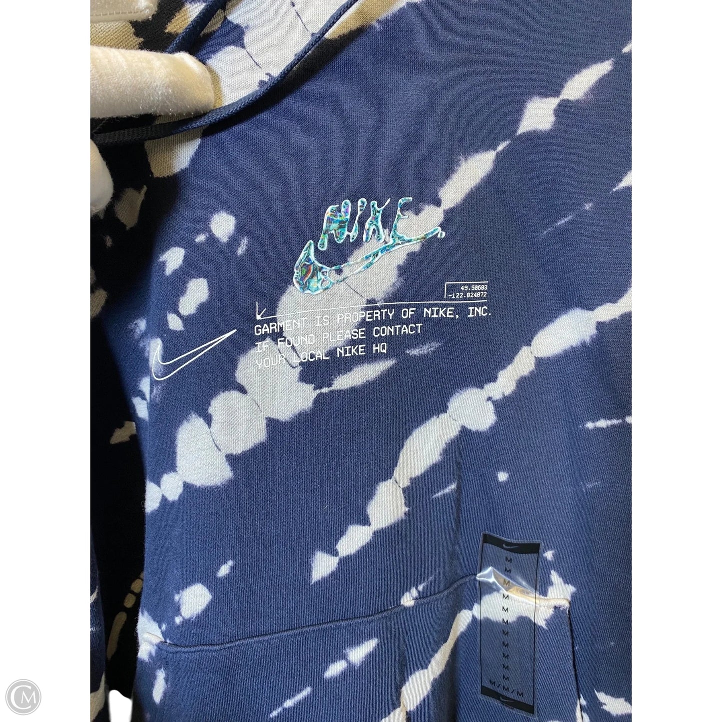 Sweatshirt Hoodie By Nike In Blue & White, Size: M