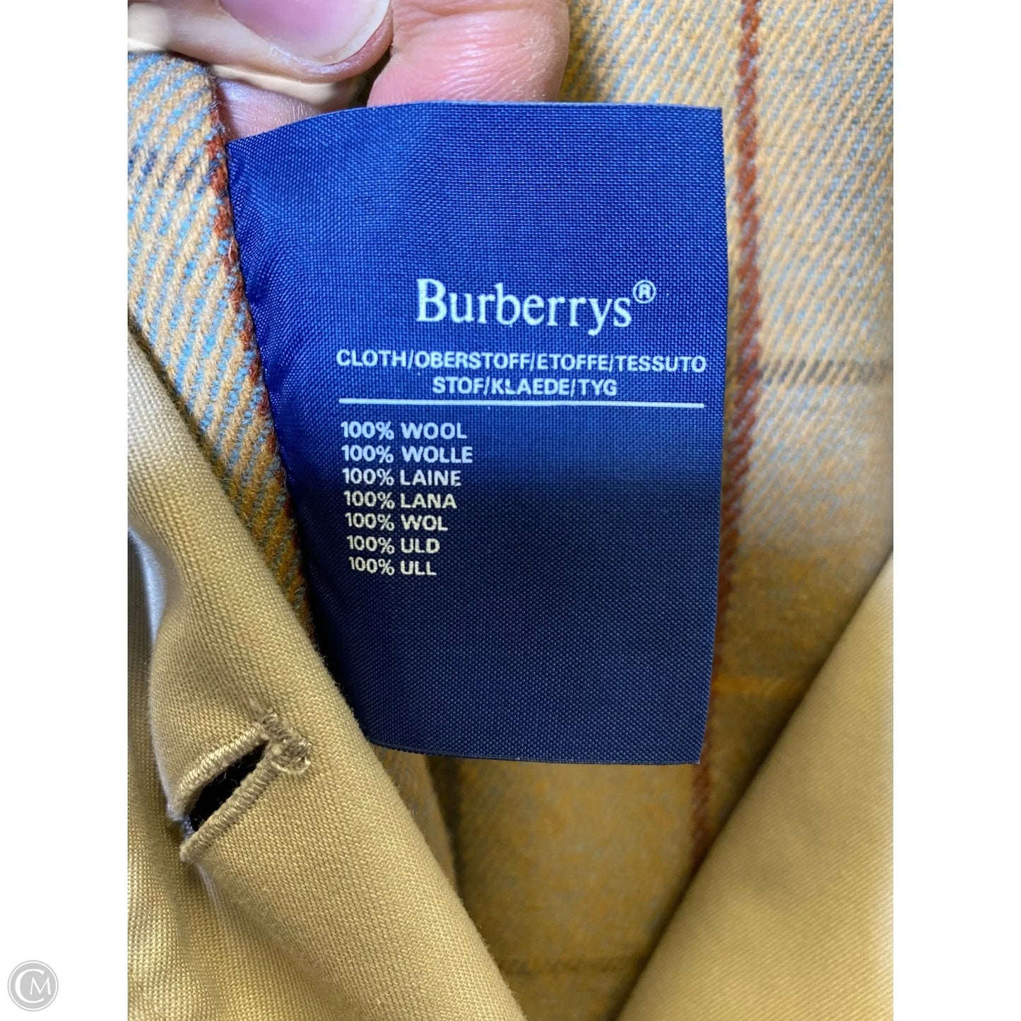 Coat Luxury Designer By Burberry In Beige, Size: L