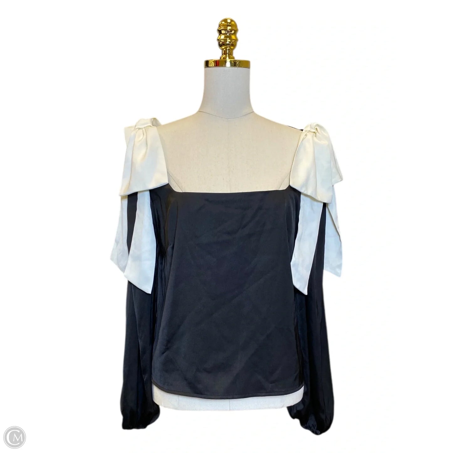 Top 3/4 Sleeve By Clothes Mentor In Black & White, Size: L