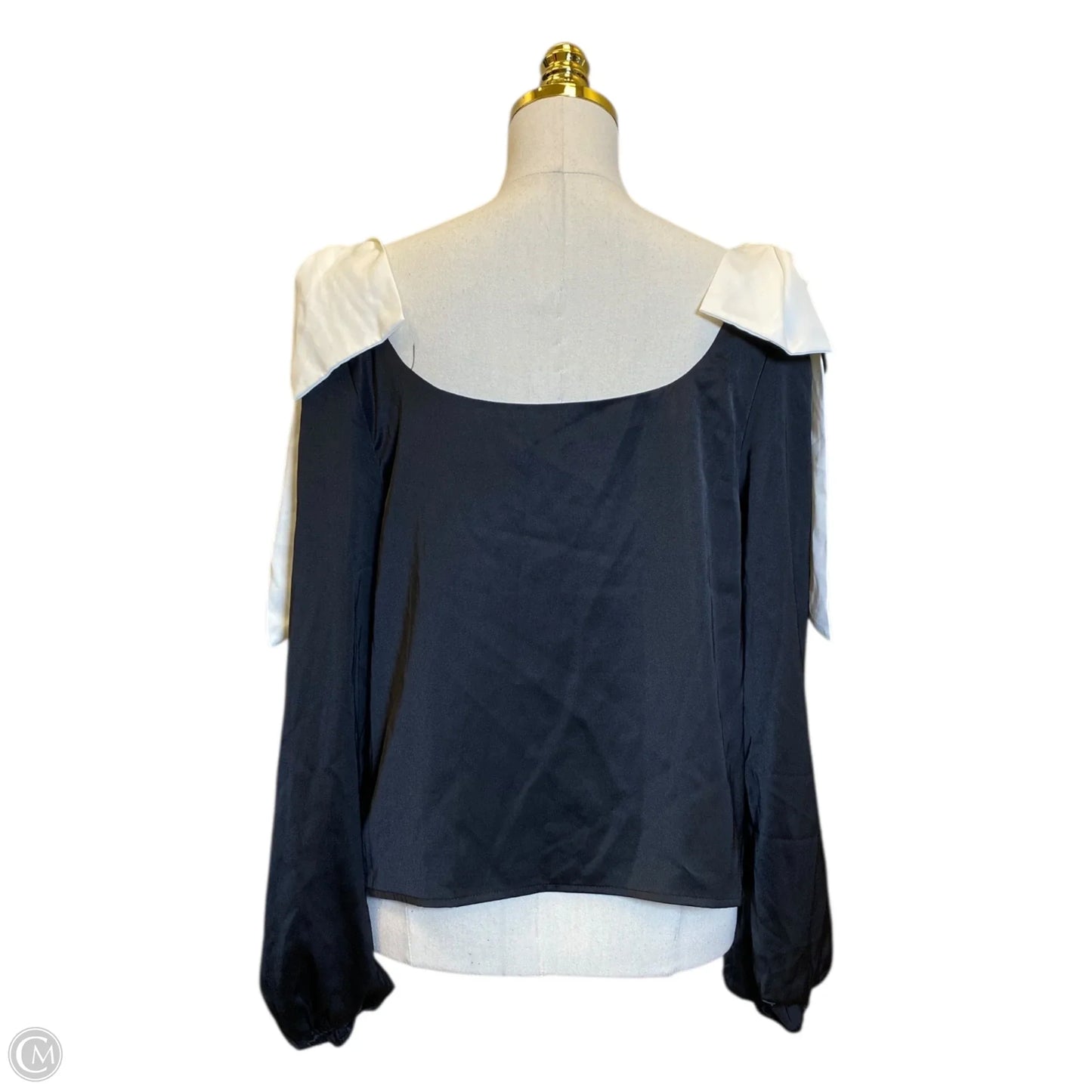 Top 3/4 Sleeve By Clothes Mentor In Black & White, Size: L