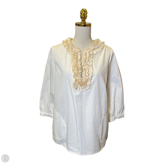 Top 3/4 Sleeve Designer By Vera Wang In Cream, Size: 8