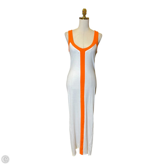 Dress Casual Maxi By Micas In Orange & White, Size: L
