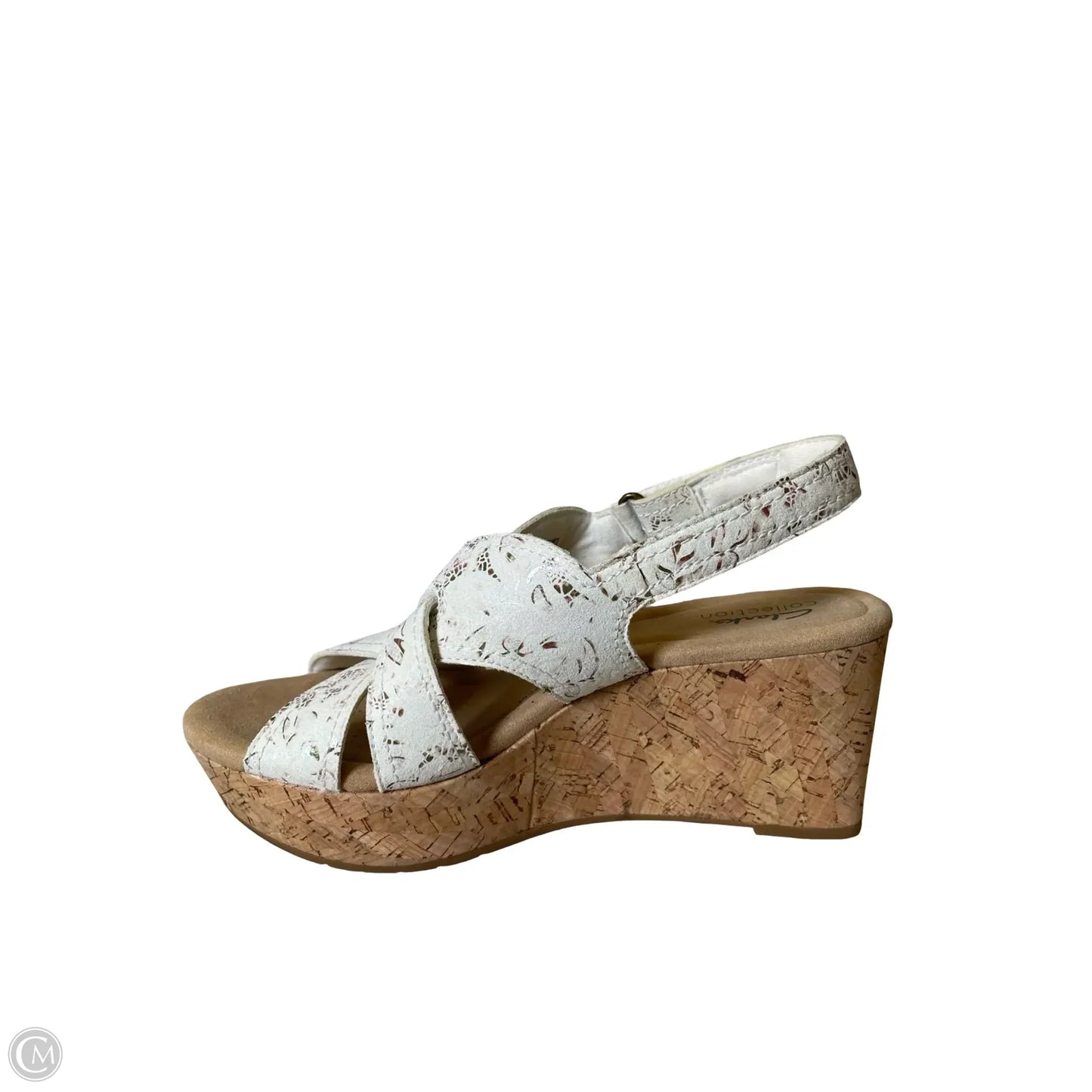 Sandals Heels Wedge By Clarks In White, Size: 7.5