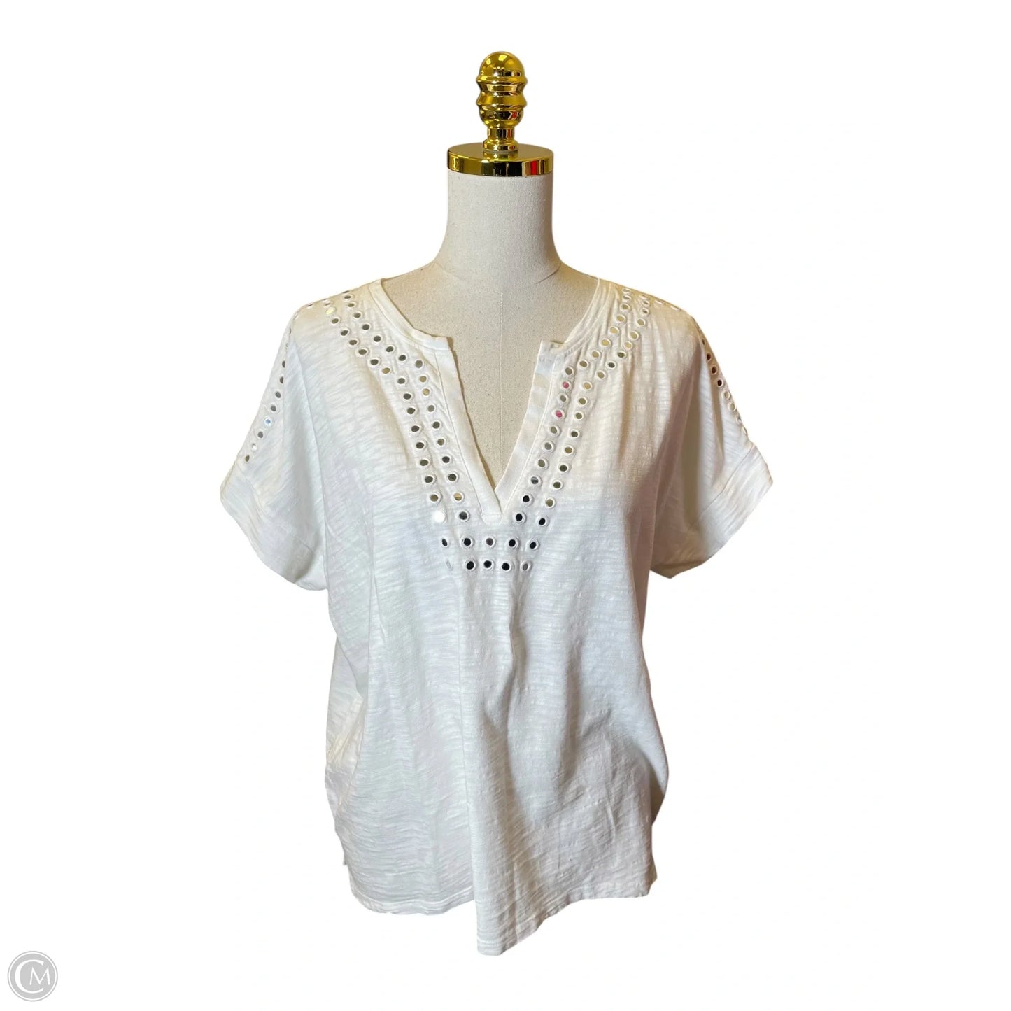 Top Short Sleeve By Chicos In White, Size: L